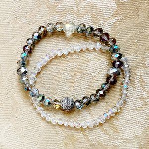 Austrian Crystal Beaded Bracelets • Set of 2